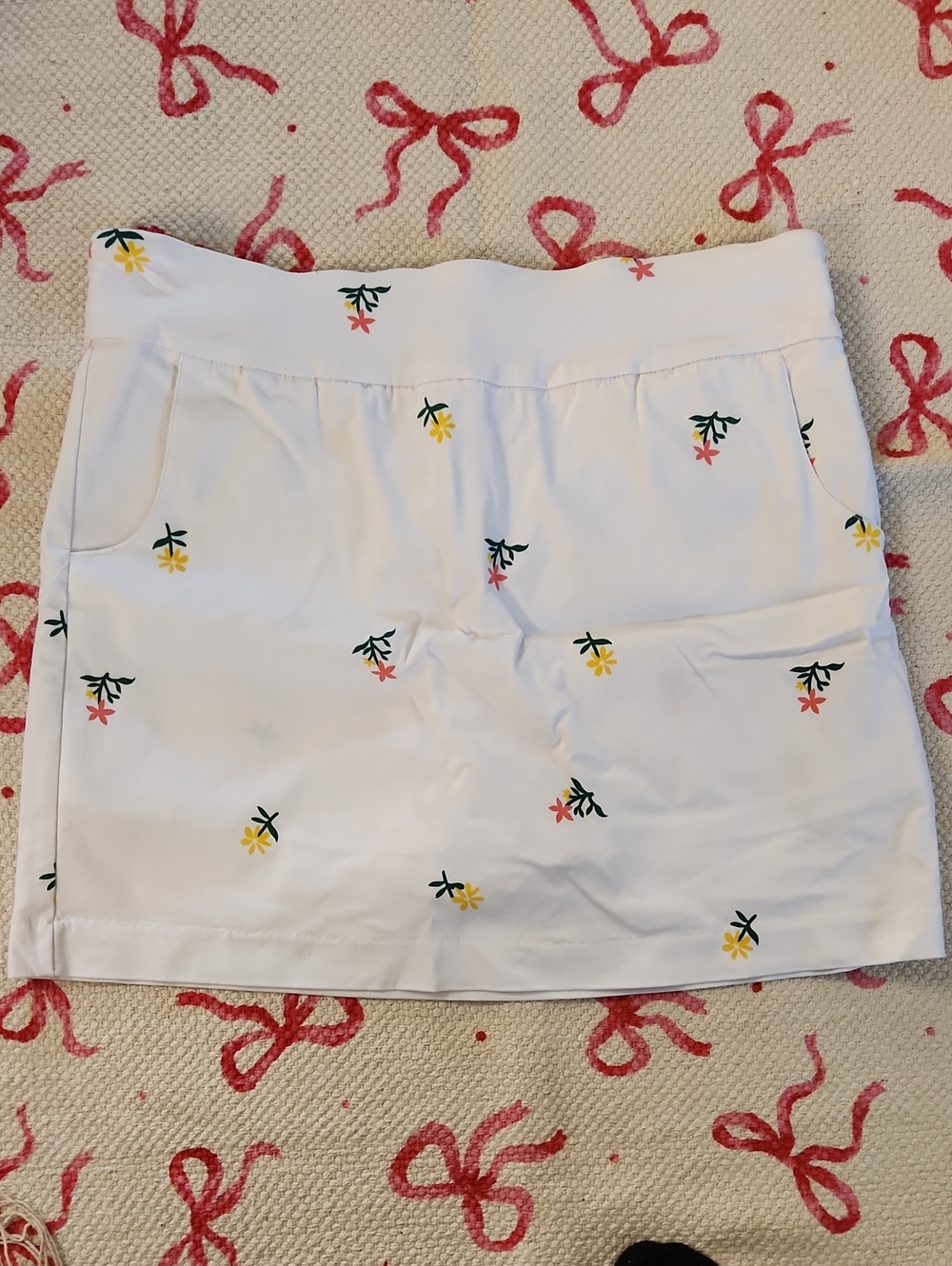 Zac & Rachel White Skort with Yellow and Pink Floral Embroidery
